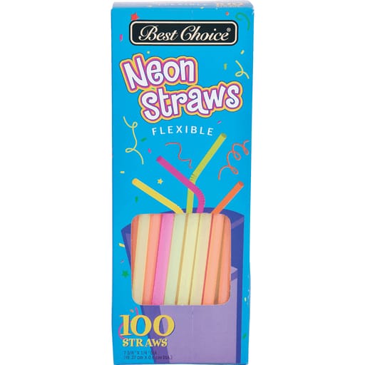 Best choice flexible neon straws 100 ct