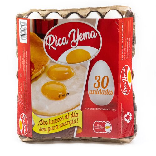 Rica yema huevos 30 unds