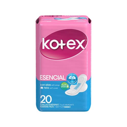 Kotex esencial toallas sanitarias con alas 20 unds