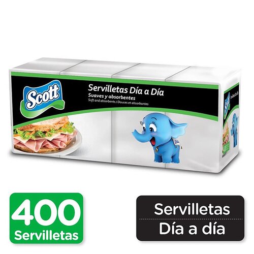 SCOTT SERVILLETAS BLANCA CUADRADAS 400 UNDS