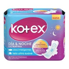 Kotex toallas femeninas dia noche ultrafina 8 unds